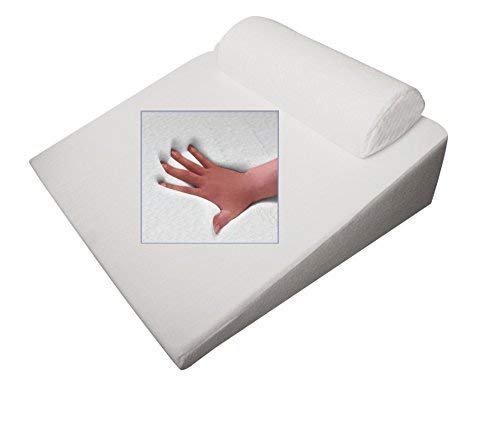 Orthopädisches Gelschaum REFLUX Kopfkissen Gel Keilkissen Nackenkissen mit Nackenstützkissen Nackenrolle L65 x B60 x H32 cm WEISS Memory Schaum keilförmiges Refluxkissen soft weich zum Lesen Fernsehen von Supply24 since 2004