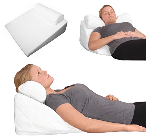 Orthopädisches PU + Visco REFLUX Kopfkissen H2 mittel mit Aloe Vera Bezug Visko Keilkissen + Nackenkissen L60xB60xH28 cm weiß Memory Schaum Refluxkissen keilförmiges Kissen zum Lesen Fernsehen (weiss) von Supply24 since 2004