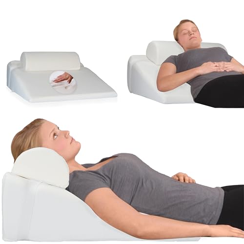 Orthopädisches PU- & Viscoschaum Reflux Keilkissen Made in Europe | Ergonomisch & druckentlastend | Mit abnehmbarer Nackenrolle | Waschbarer Aloe Vera Bezug | Ideal bei Schnarchen & Rückenschmerzen von Supply24 since 2004
