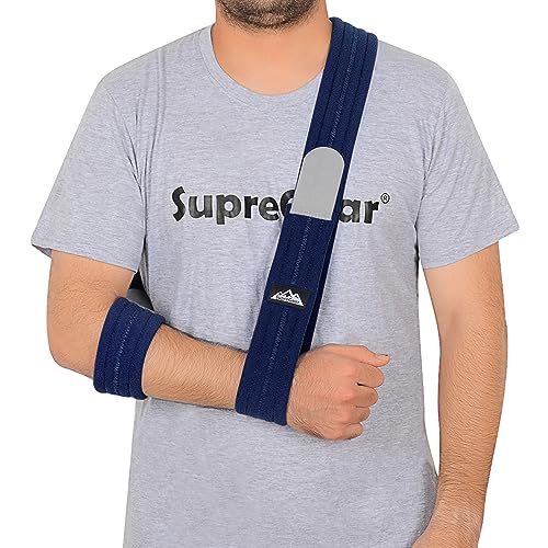 supregear Armschlinge, Verstellbar Leicht Komfortabel Schulterschlinge, Atmungsaktiv, Medizinische Schulterstütze für Verletzten Arm/Hand/Ellenbogen, Dunkelblau von supregear