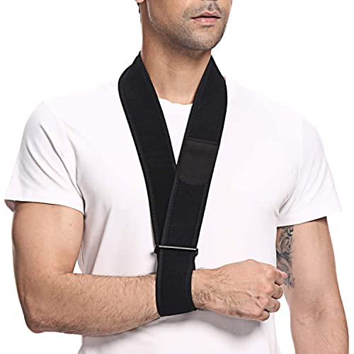 supregear Armschlinge, Verstellbarer Kragen und Manschette Sling Immobilizer Leichte Einfache Arm Sling Atmungsaktive Schulter Unterstützung für Männer Frauen, Einheitsgröße für Alle, Schwarz von supregear