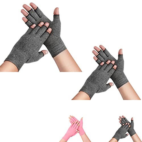 supregear Arthritis-Handschuhe (2 Paar), Rheuma Arthritis Kompressionshandschuhe für Arthritis Hände Tippen Gaming Fingerlose Handschuhe für Frauen Männer (Grau, S) von supregear