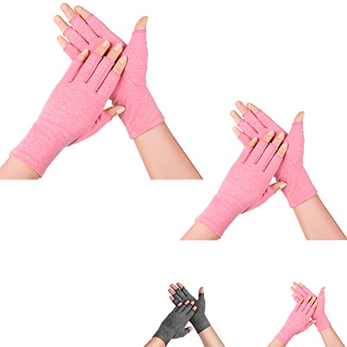 supregear Arthritis-Handschuhe (2 Paar), Rheuma Arthritis Kompressionshandschuhe für Arthritis Hände Tippen Gaming Fingerlose Handschuhe für Frauen Männer (Rosa, L) von supregear