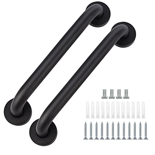supregear Badezimmer Haltegriff, 2-Pack 50 cm Rutschfester Badezimmer Sicherheitsgriff aus 201 Edelstahl in Ölgeriebener Schwarzer Ausführung Handlauf, Wandmontiert mit Verdeckten Schrauben von supregear
