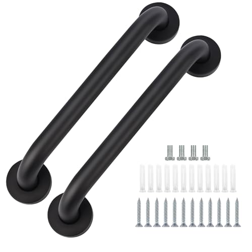 supregear Badezimmer Haltegriff, 2-Pack 80 cm Rutschfester Badezimmer Sicherheitsgriff aus 201 Edelstahl in Ölgeriebener Schwarzer Ausführung Handlauf, Wandmontiert mit Verdeckten Schrauben von supregear