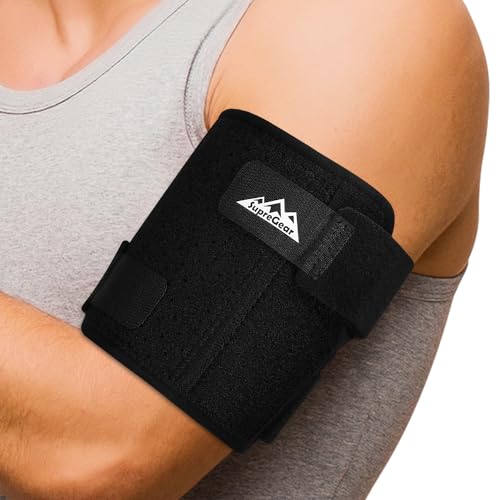 supregear Bizepssehnenentzündung Bandage Kompressionsarmstütze, Bequeme Stützbandage für Oberarmtrizeps & Bizeps bei Muskeldehnungen und Entzündungen (Schwarz, S) von supregear