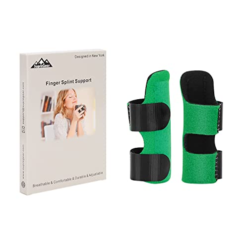 supregear Fingerschiene, 2er-Pack Verstellbare Wiederverwendbare Trigger Fingerschiene Fingerstütze mit Abnehmbarer Aluminiumstange für Zeige/Mittel/Ring/kleinen Finger, Grün von supregear