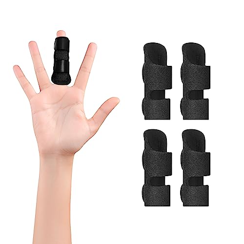 supregear Fingerschiene, 4er-Pack Verstellbare Wiederverwendbare Trigger Fingerschiene Fingerstütze mit Abnehmbarer Aluminiumstange für Zeige/Mittel/Ring/kleinen Finger, Schwarz von supregear