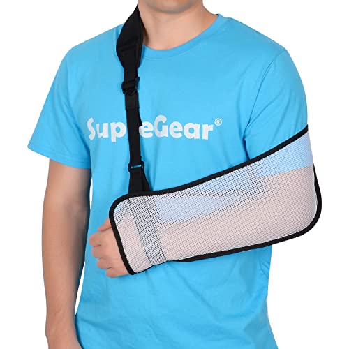 supregear Armschlinge, Leicht Verstellbare Arm Wegfahrsperre, Atmungsaktive Medizinische Armschlaufe Schulterstütze für Verletzten Arm Ellbogen Handgelenk Hand (Weiß) von supregear