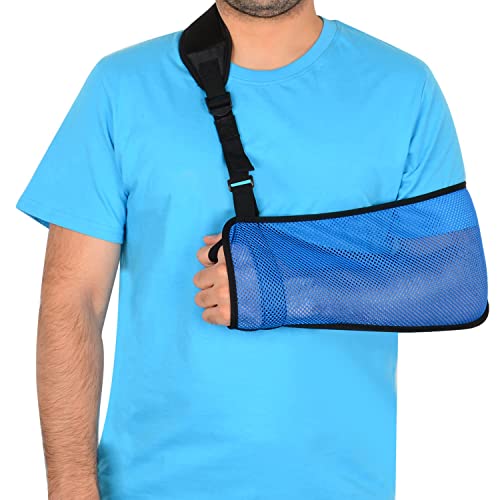 supregear Gittergewebe Armschlinge, Leicht Verstellbare Halsstützkragen Wegfahrsperre Einfache Armschlaufe Atmungsaktive Medizinische Schulterstütze für Verletzten Arm Ellbogen Handgelenk Hand (Blau) von supregear