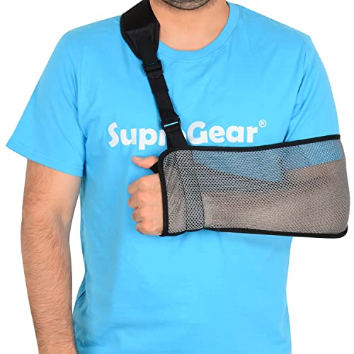 supregear Gittergewebe Armschlinge, Leicht Verstellbare Halsstützkragen Wegfahrsperre Einfache Armschlaufe Atmungsaktive Medizinische Schulterstütze für Verletzten Arm Ellbogen Handgelenk Hand von supregear
