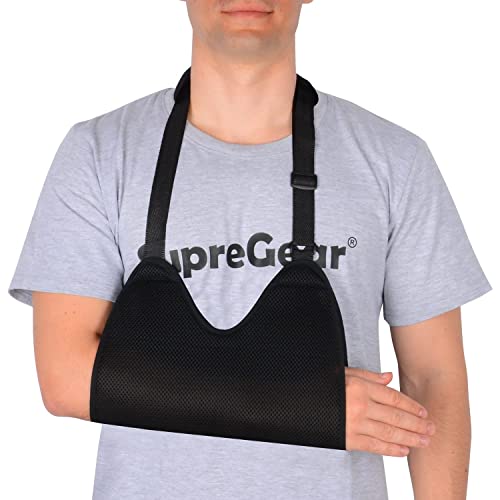 supregear Gittergewebe Armschlinge mit weichen Schulterpolstern, Verstellbare Atmungsaktive Schulter-Wegfahrsperre Duscharmschlinge Medizinische Schulter-Ellbogenstütze für Den Linken/Rechten Arm von supregear
