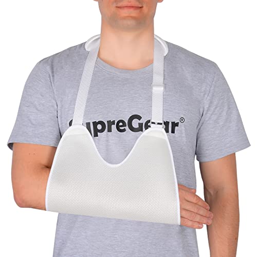 supregear Gittergewebe Armschlinge mit weichen Schulterpolstern, Verstellbare Atmungsaktive Schulter-Wegfahrsperre Duscharmschlinge Medizinische Schulter-Ellbogenstütze für Den Linken/Rechten Arm von supregear
