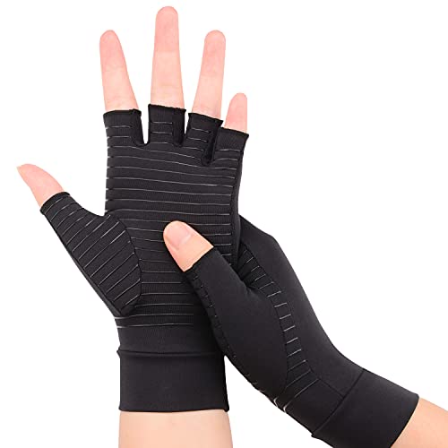 supregear Kupfer Arthritis Handschuhe (1 Paar), Rheumatoide Kompressions-Fingerlose Handschuhe für Arthritis, Computereingabe, Tägliche Arbeit, Hände Gelenke für Frauen Männer, S von supregear