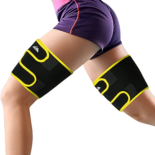 supregear Oberschenkel Brace Unterstützung, 2-Pack Atmungsaktive Oberschenkel Kompressionshülse Einstellbare Neopren Hamstring Quad Wrap Anti-Rutsch Obere Beinstütze Frauen Männer Bein Slimmer von supregear