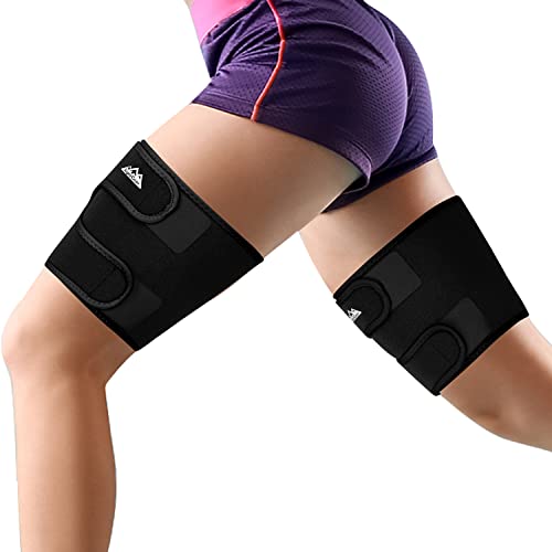 supregear Oberschenkel Brace Unterstützung, 2-Pack Atmungsaktive Oberschenkel Kompressionshülse Einstellbare Neopren Hamstring Quad Wrap Anti-Rutsch Obere Beinstütze Frauen Männer Bein Slimmer von supregear