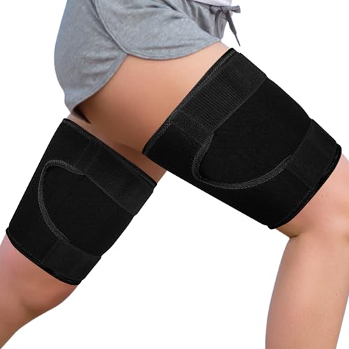supregear Oberschenkelstützen, 2er Pack Verstellbare Kompressionsbandagen für Frauen und Männer Oberschenkel & Hamstrings Rutschfest Neopren Muskelerholung und Dehnung, Schwarz von supregear