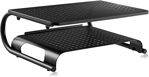 suptek Monitorstände, Monitorstnder Riser für Computer, Laptop, Drucker, Notebook und alle Flachbildschirme mit belüfteter Metallplattform und 4 Zoll Höhe unter der Aufbewahrung (160 mm (H)) MST002 von suptek