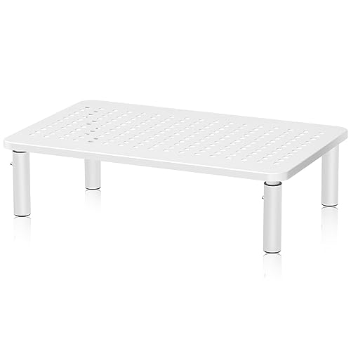 suptek Monitorständer Höhenverstellbarer Monitor-Raiser Monitorständer schwarz für Computer, PC, Laptop, Drucker bis zu 20 kg Platzsparender Metall Monitorerhöhung mit Belüftungsplattform, Weiß von suptek