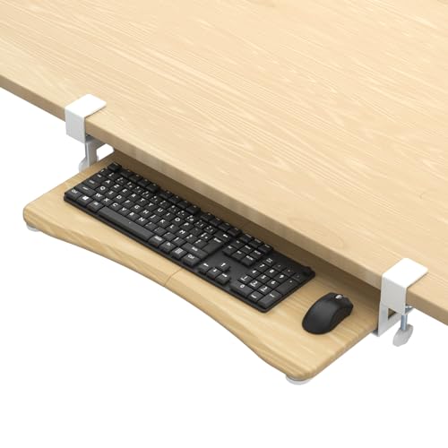 suptek Tastaturablage, Tastaturständer Unter dem Schreibtisch Ausziehbar mit Stabilem C Klemme, 650x 300mm Ausziehbare Plattform Computer Tastaturablage zum Tippen, Ahorn, DSF1 von suptek