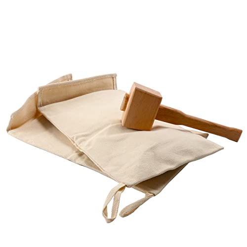 2 Stück Eisbeutel Lewis Beutel Canvas Eisbeutel Wiederverwendbare Canvas Tasche mit Holz Hammer Schlägel für Sommer Barkeeper Kit & Bar Werkzeuge Küchenzubehör von surebuy