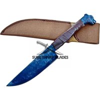 Individuell Angefertigtes Wikinger Wolfsmesser Aus Kohlenstoffstahl - Full Tang Messer Mit Wolfskopfgriff 12, 5 cm Handgeschmiedete Klinge von suresharpbladesshop