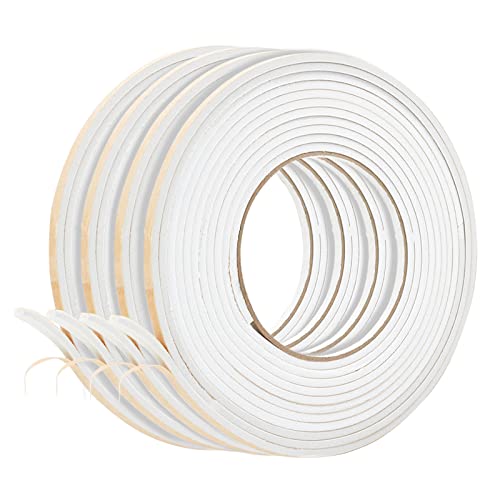 20m Dichtungsband Selbstklebend 6mm(B) x 3mm(D) für Fenster und Türen - Dichtband Fensterabdichtung aus Moosgummi - Schalldichter Wasserdicht Staubdicht (Weiß, 6 x 3 mm) von suruikei