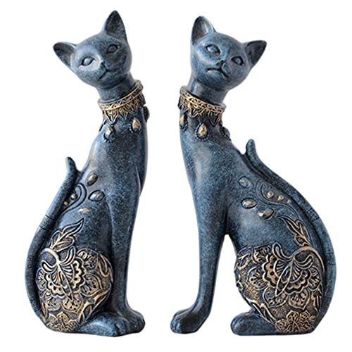 2 Stück/Set Katzenstatuen Heimdekoration Katzenfiguren Paar-Katzenstatuen für Heimdekoration, geeignet für Wohnzimmer, Weinschrank, TV-Schrank, Dekoration, Hochzeitsgeschenk, erste Wahl von suruim