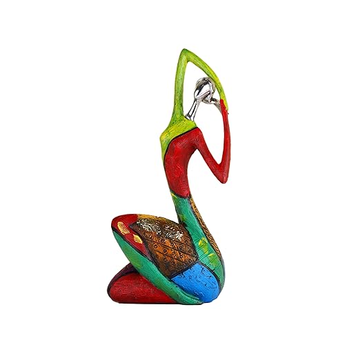 Abstrakte Kunst Frau Skulptur Figuren - Bunte Yoga-Charakter Statue für Moderne Heimdekoration - Handgefertigte Figur mit ausdrucksstarkem Design - Hand-Painted Ölmalerei Frau Statue (C) von suruim