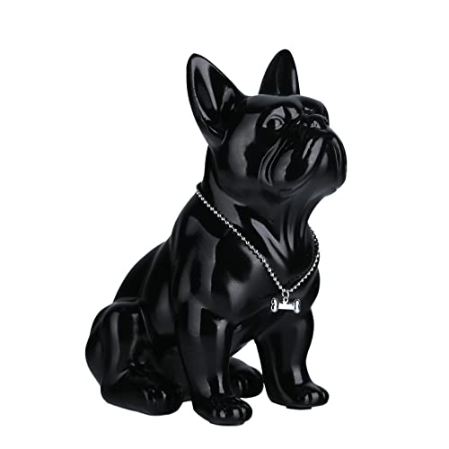 Englische Bulldogge aus Kunstharz, Statue, französische Bulldogge, Skulptur, Wohnkultur, Moderne Sammelfiguren, Kunst, Hundestatue, Bulldogge, Figuren, Harzhandwerk, Wohnzimmer, Schr (schwarz, 23 cm) von suruim