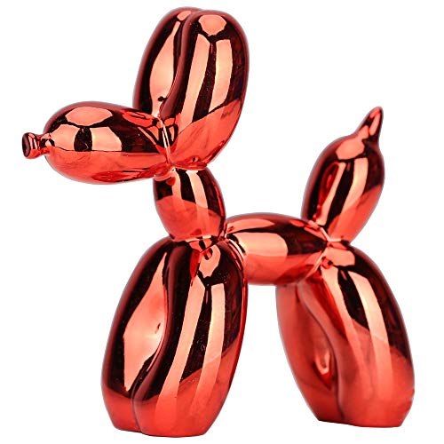 Glänzende dekorative Skulptur Ballon Hund Statue zu Hause Kunstharz Schöne Tiere Hund Dekoration Kunst und Handwerk (rot, 17,5 x 17,8 x 5,8 cm) von suruim