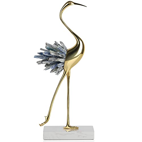 suruim Moderne Luxus Golden Kristall Kupfer Kran Erz Tier Vögel Statue Home Dekoration Zubehör Wohnzimmer Soft TV Schrank Weinschrank Dekor (Blau-B) von suruim