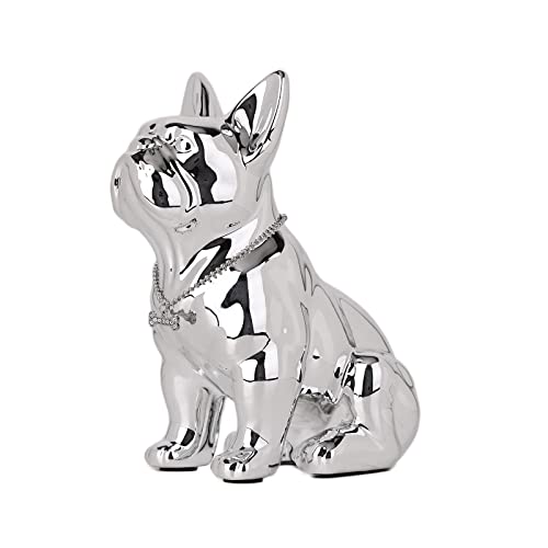 suruim Englische Bulldogge aus Kunstharz, Statue, französische, Skulptur, Wohnkultur, Sammelfiguren, Kunst, Hundestatue, Harzhandwerk, Wohnzimmer, Schreibtisch-Dekoration (Silber,M) von suruim