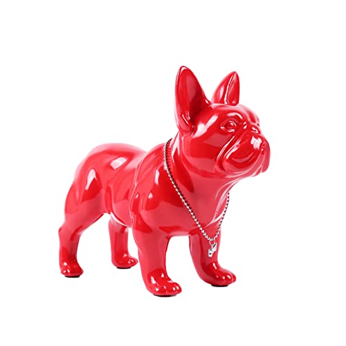 suruim Englische Bulldogge aus Kunstharz, Statue, französische, Skulptur, Wohnkultur, Sammelfiguren, Kunst, Hundestatue, Harzhandwerk, Wohnzimmer, Schreibtisch-Dekoration (rot-1, M) von suruim