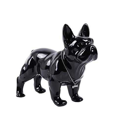 suruim Englische Bulldogge aus Kunstharz, Statue, französische, Skulptur, Wohnkultur, Sammelfiguren, Kunst, Hundestatue, Harzhandwerk, Wohnzimmer, Schreibtisch-Dekoration (schwarz-1, L) von suruim