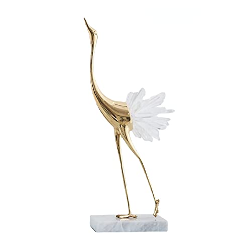 suruim Moderne Luxus Golden Kristall Kupfer Kran Erz Tier Vögel Statue Home Dekoration Zubehör Wohnzimmer Soft TV Schrank Weinschrank Dekor (Weiß-A) von suruim