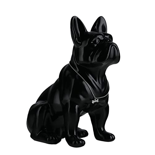 suruim Nordische französische Bulldogge Hundestatue Heimdekoration Zubehör Bastelharz Tier Ornament Figur Wohnzimmer Skulptur (schwarz, 27 x 15 x 31 cm) von suruim