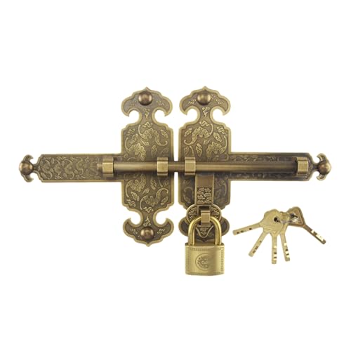 susiodeu Messing Türriegel mit Lotusmuster, anspruchsvolle Sicherheit für den Eingangsbereich, Fledermausmuster oder Lotus oder schlicht ohne, Fledermaus 32cm von susiodeu
