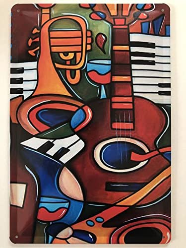 Blechschild 20x30cm gewölbt Musik Instrumente Malerei Bild Kunst bunt Deko Geschenk Schild Blechschild 20x30cm gewölbt Musik Instrumente Malerei Bild Kunst bunt Deko Geschenk Schild von susurrus