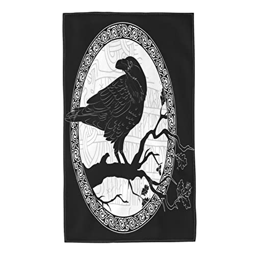 40X70cm Handtuch Wikinger Schwarze Krähe Skandinavische Runen Beach Towel Sandfreie Reisehandtuch Schnell Trocknend Strandtuch Für Pool Männer Damen von suzhouzhuohuijiguangjinshuzhipinyouxiangongsi5244