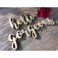 Hallo Wunderschönes Holzschild Für Mädchenzimmer Wanddekoration, Zeichen, Eitelkeitsdekor, Teenagerzimmer Wanddekor Buchstaben in Gold von svetulka