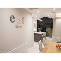 Küche Wand Kunst Gelb Und Grau Eat Zeichen. Sonne Wandbild. Art. Gelber Küchen Dekor. Wandschilder Gelb. Große Buchstaben Wanddeko von svetulka