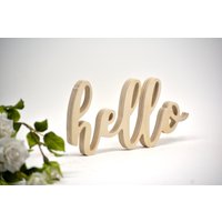 "Landhaus-Stil "Hallo" Wanddekor Holzschild, Hallo Zeichen, Eintragung Schild Hallo, Ausgeschnittene Holzbuchstaben, Stehendes Holzschild Für von svetulka