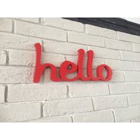 Rotes Holzschild Hallo Eingangsdekoration, Büro, Geschäft, Bar, Restaurant, Wanddekoration, Bauernhausdekorschild, Stehendes Hallo-Holzschild Aus Rotes Holzschild Hallo Eingangsdekoration, Büro, Geschäft, Bar, Restaurant, Wanddekoration, Bauernhausdekorschild, Stehendes Hallo-Holzschild Aus von svetulka