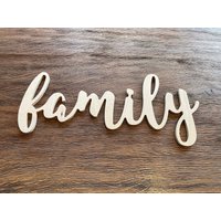 "Wandbild "Family" Schild Aus Holz, Cut Out Familienschild Familien Schild, 3D Dekoration, Bauernhaus Dekoration." von svetulka