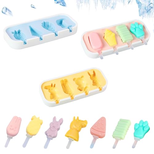 svpfuo 3 Stück Eisformen, Eis Am Stiel Formen, Eisformen Silikon, Wiederverwendbare Staub Silikoneisformen Zur Herstellung Von Katzenpfoten, Erdbeeren, Ananas Und Anderen Formen, Bpa-Frei svpfuo 3 Stück Eisformen, Eis Am Stiel Formen, Eisformen Silikon, Wiederverwendbare Staub Silikoneisformen Zur Herstellung Von Katzenpfoten, Erdbeeren, Ananas Und Anderen Formen, Bpa-Frei von svpfuo
