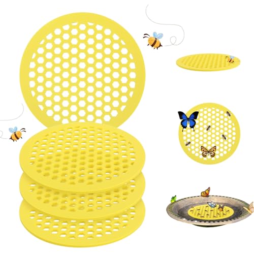 svpfuo 4 Stück Bienentränke, Insektentränke, Bienentränke für den Garten, 20 CM Schwimmende Bieneninsel, es Eignet Sich Zum Trinken und Füttern von Bienen Oder Anderen Insekten(Gelb) von svpfuo