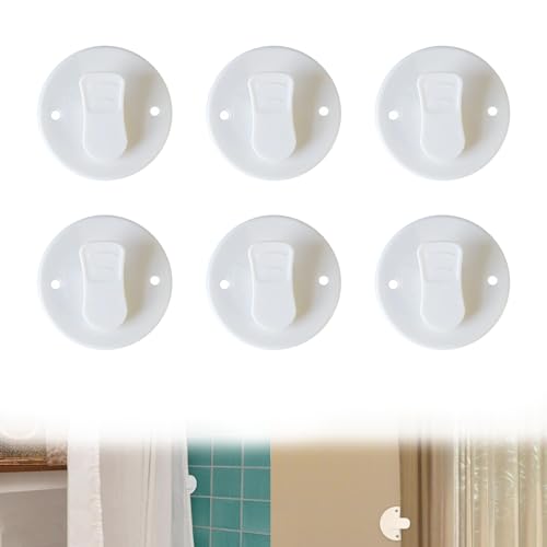 svpfuo 6 Stück Duschvorhang Clips, Schutz Spritzschutz Clips, Duschvorhang Klammern, Selbstklebende Vorhang Clips, Winddichte Gardinenclips zum Securtaining von Duschvorhängen und Vorhängen von svpfuo