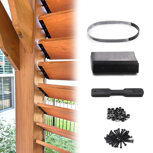 Svteli Deck Sunblind System, verstellbare Lamellen, Lamellen Halterung Shutter Hardware Kit, bis zu 11 Bretter (48'') - Schwarz Pergola Louvers Kit Schatten und UV-Schutz von svteli