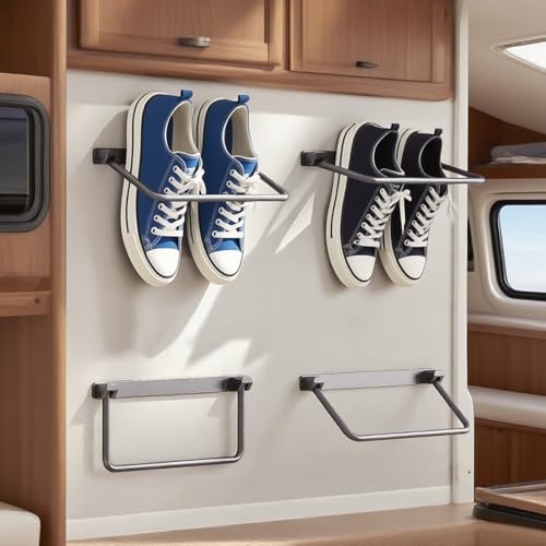svteli 4er-Pack Schuhregal für Wohnmobile – Schuhhalter aus Aluminium für Wohnmobile und Wohnwagen, ultimative platzsparende Schuhaufbewahrungslösung für Wohnmobile für verschiedene Arten von Schuhen von svteli